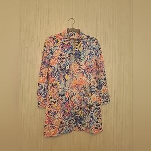 Lilly Pulitzer Size Small Ocean/Fish Print Dress Quarter Zip Thicker Material